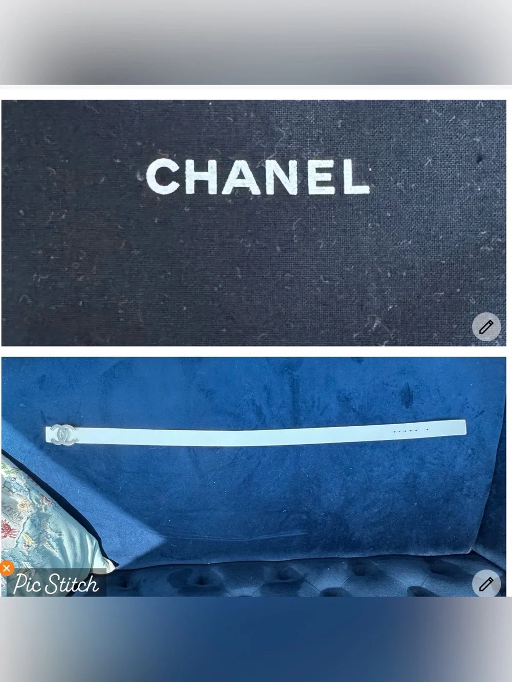 CHANEL Black/White Leather Slim Belt with Silver-Tone CC Buckle Chanel Black Leather Belt & Silver Tone Cc Logo Buckle Size  main image 2